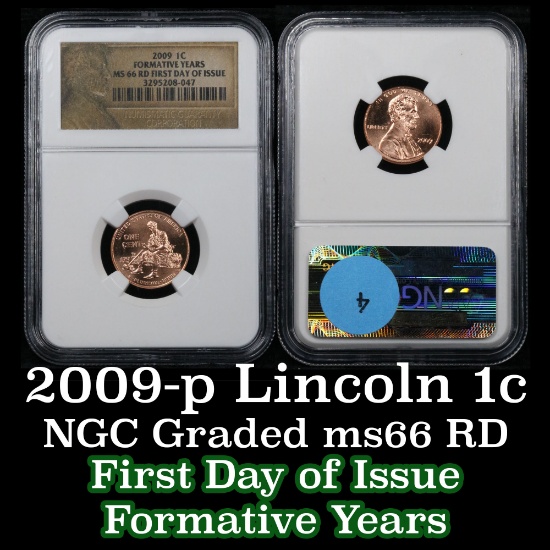 NGC 2009-p Formative Years Lincoln Cent 1c Graded ms66 RD By NGC