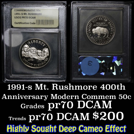 1991-s Mount Rushmore 400th Anniversary Proof Commemorative Graded PR70 DCAM