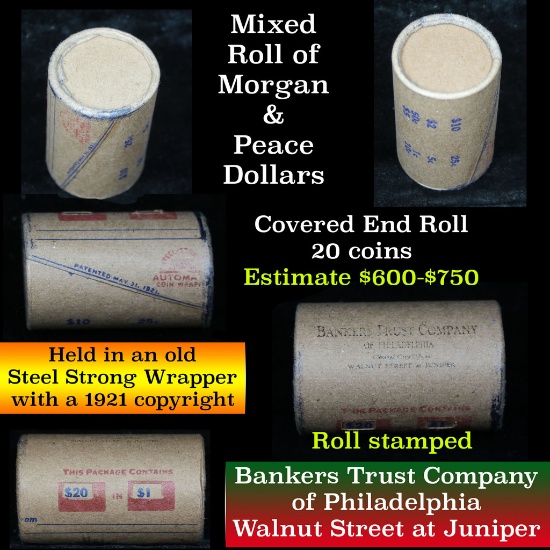 **Auction Highlight** Morgan & Peace $1 Mixed Roll Steel Strong Shotgun Wrapper w/Covered Ends (fc)