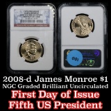 NGC 2008-d James Monroe Presidential Dollar $1 Graded ms60 By NGC