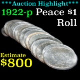 ***Auction Highlight*** Solid date uncirculated Roll of 1922-p Peace Dollars, PQ (fc)