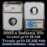 2002-s Indiana Washington Quarter 25c Graded GEM++ Proof Deep Cameo By PCI