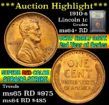 ***Auction Highlight*** 1910-s Lincoln Cent 1c Graded Choice+ Unc RD by USCG (fc)