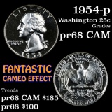 1954-p Washington Quarter 25c Grades GEM++ Proof Cameo