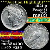 ***Auction Highlight*** 1921-p Peace Dollar $1 Grades Select Unc (fc)