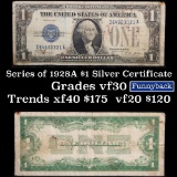 1928A $1 Blue Seal Silver Certificate Sigs Woods/Mellon Grades vf++