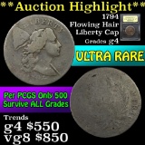 ***Auction Highlight*** 1794 Liberty Cap Flowing Hair large cent 1c Graded g, good by USCG (fc)