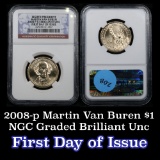 NGC 2008-p Martin Van Buren Presidential Dollar $1 Graded ms60 By NGC