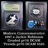 1997-s Jackie Robinson Commemorative Proof Silver Dollar Graded PR70 DCAM