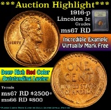 ***Auction Highlight*** 1916-p Lincoln Cent 1c Graded GEM++ Unc RD By USCG (fc)