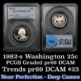 PCGS 1982-s Proof Washington Quarter 25c Graded pr69 DCAM By PCGS