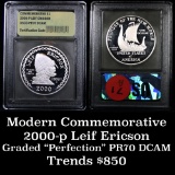 2000-p Leif Ericson Proof Commemorative Silver Dollar Graded PR70 DCAM