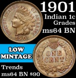 1901 Indian Cent 1c Grades Choice Unc BN