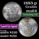 1883-p Rainbow Toned Morgan Dollar $1 Grades Choice Unc