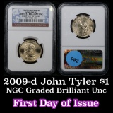 NGC 2009-d John Tyler Presidential Dollar $1 Graded ms60 By NGC