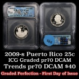 2009-s Proof Puerto Rico Washington Quarter 25c Graded pr70 DCAM by ICG