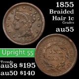 1855 Braided Hair Large Cent 1c Grades Choice AU