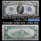 1934 $10 Blue seal Silver certificate Grades vf++