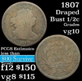 1807 Draped Bust Half Cent 1/2c Grades vg+