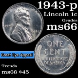 1943-p Lincoln Cent 1c Grades GEM+ Unc