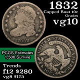 1832 Capped Bust Dime 10c Grades vg+