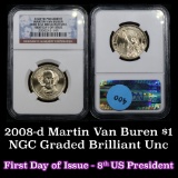 NGC 2008-d Martin Van Buren Presidential Dollar $1 Graded ms60 By NGC
