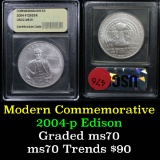 2004-p Thomas Alva Edison Uncirculated Commemorative Dollar Graded ms70