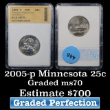 2005-p Minnesota Washington Quarter 25c Graded ms70, Perfection By SGS