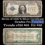 1928 $1 Blue Seal Silver Certificate Sigs Tate/Mellon Grades f+