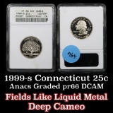 ANACS 1999-s Proof Connecticut Washington Quarter 25c Graded pr66 DCAM By Anacs