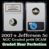 NGC 2007-s Proof Jefferson Nickel 5c Graded pr69 DCAM By NGC