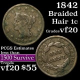 1842 Braided Hair Large Cent 1c Grades vf, very fine