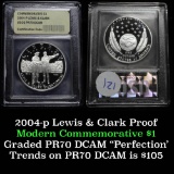 2004-p Lewis & Clark Proof Commemorative Silver Dollar Graded PR70  DCAM