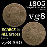 1805 Draped Bust Half Cent 1/2c Grades vg, very good