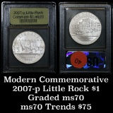2007-p Little Rock Uncirculated Commemorative Dollar Graded ms70