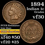 1894 Indian Cent 1c Grades vf++