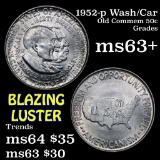 1952-p Wash/Car Old Commem Half Dollar 50c Grades Select+ Unc