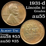 1931-d Lincoln Cent 1c Grades Choice AU