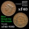 1837 Coronet Head Large Cent 1c Grades xf