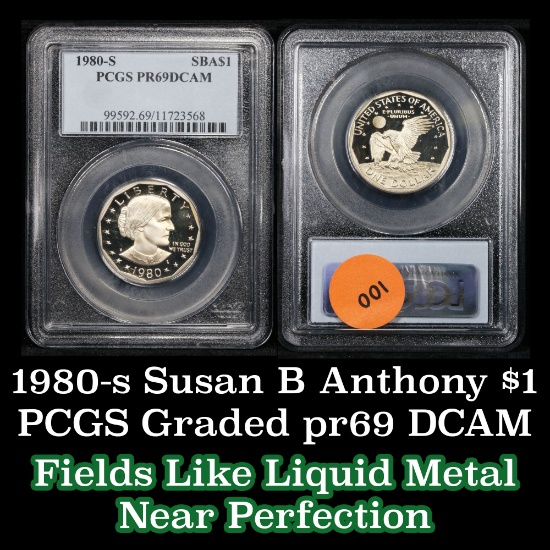 PCGS 1980-s Susan B. Anthony Dollar $1 Graded Gem++ Proof Deep Cameo By PCGS