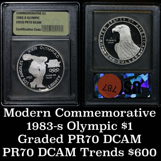 1983-s Olympics Modern Commem Dollar $1 Graded GEM++ Proof Deep Cameo By USCG