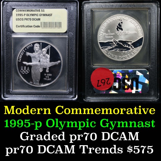 1995-P Olympic Gymnast Modern Commem Dollar $1 Graded GEM++ Proof Deep Cameo By USCG