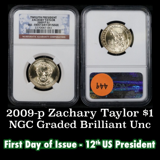 NGC 2009-p Zachary Taylor Presidential Dollar $1 Graded Gem By NGC