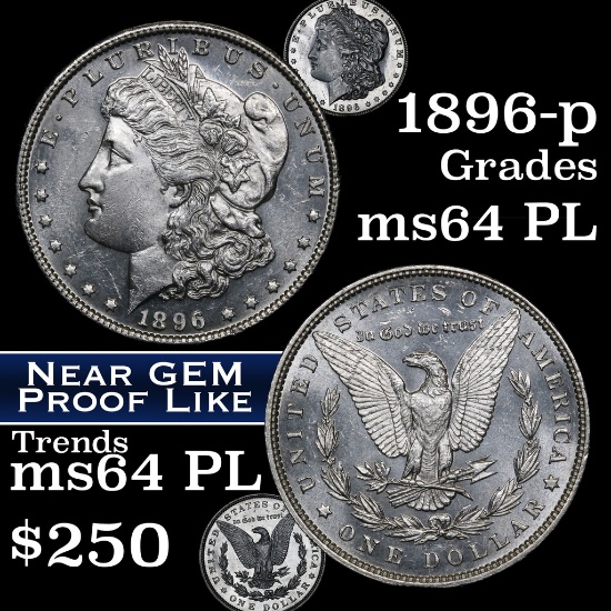 1896-p Morgan Dollar $1 Grades Choice Unc PL (fc)