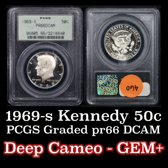 PCGS 1969-s Kennedy Half Dollar 50c Graded Gem+ Proof Deep Cameo By PCGS