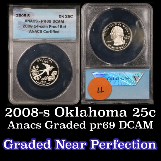 ANACS 2008-s Oklahoma Washington Quarter 25c Graded Gem++ Proof Deep Cameo By ANACS