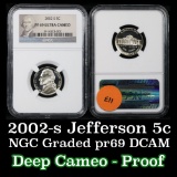 NGC 2002-s Jefferson Nickel 5c Graded Gem++ Proof Deep Cameo By NGC