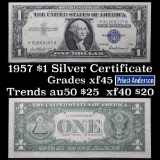 1957 $1 Blue Seal Silver Certificate Grades xf+