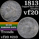 1813 Capped Bust Half Dollar 50c Grades vf, very fine