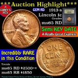 ***Auction Highlight*** 1913-s Lincoln Cent 1c Graded GEM Unc RD by USCG (fc)